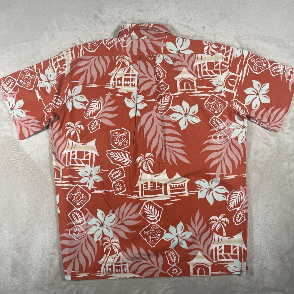 Reyn Spooner Hawaiian Shirt Pullover Mens Medium Rust Orange Tropical Print - Picture 4 of 6